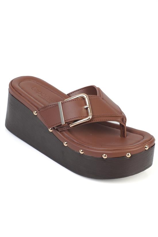 Capone Kristi Wedge Heel Thong Women Brown Clog