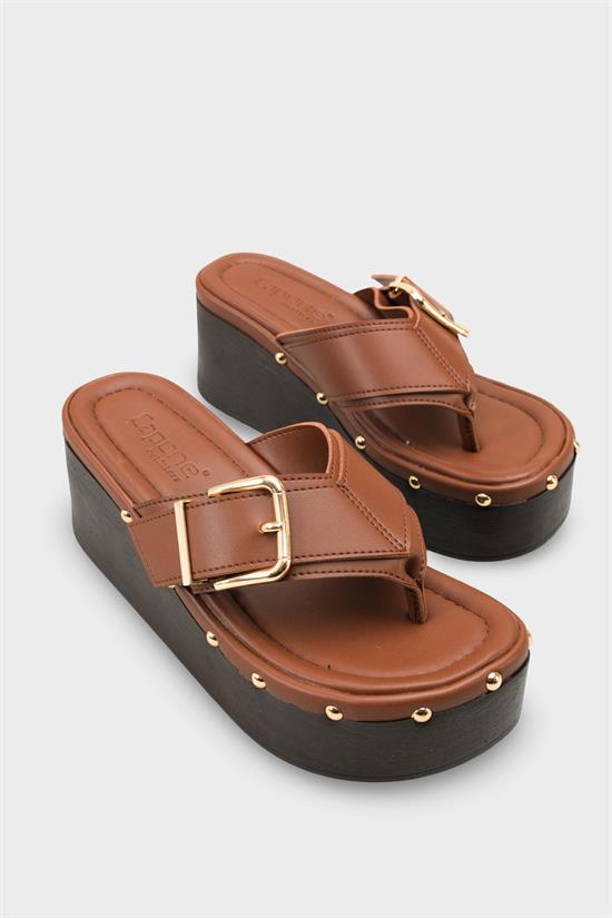 Capone Kristi Wedge Heel Thong Women Brown Clog image 3