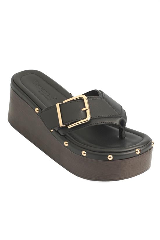 Capone Kristi Wedge Heel Thong Women Black Clog
