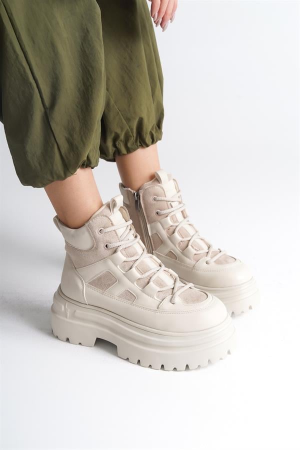 Capone Laced Track Sole Women Beige Sports Boots image 2