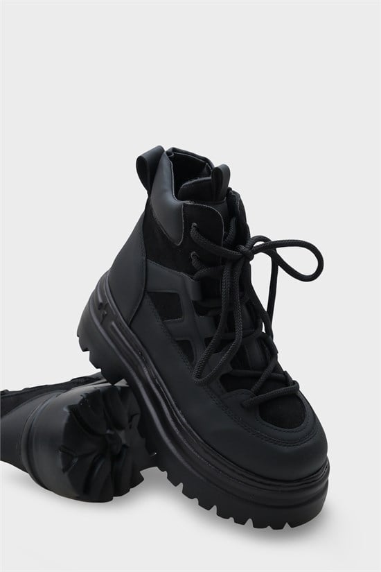 Capone Laced Track Sole Women Black Sports Boots image 5