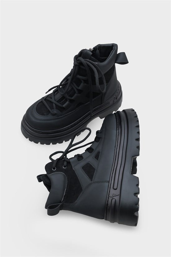 Capone Laced Track Sole Women Black Sports Boots image 4