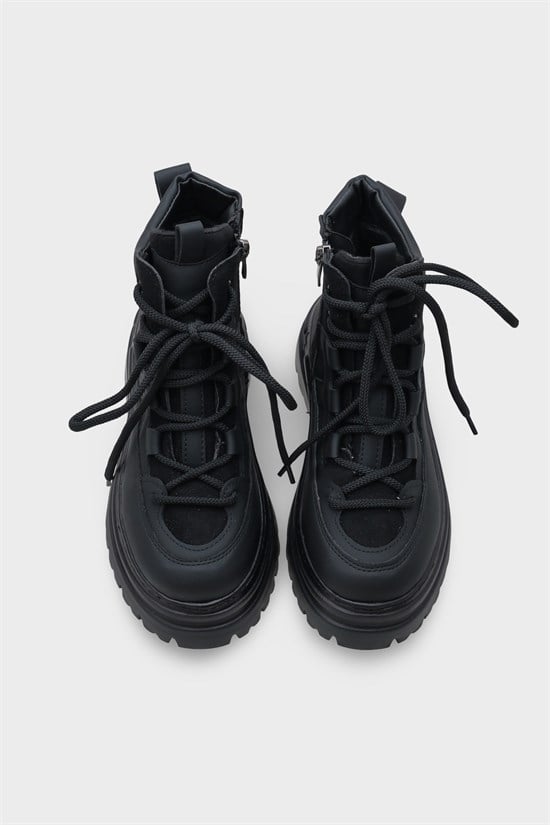 Capone Laced Track Sole Women Black Sports Boots image 6