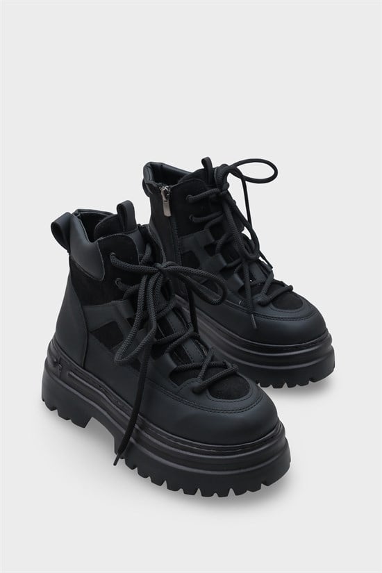 Capone Laced Track Sole Women Black Sports Boots image 2