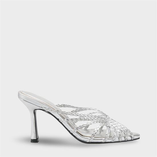 Capone Lacie Woven Mid Heel Elegant Women Silver Sandal image 2