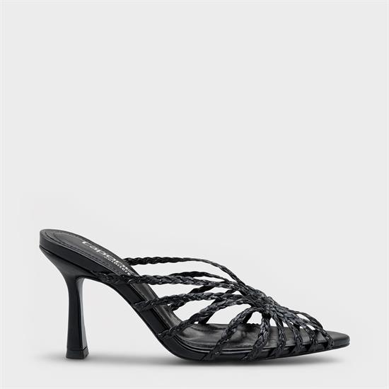 Capone Lacie Woven Mid Heel Elegant Women Black Sandal image 2
