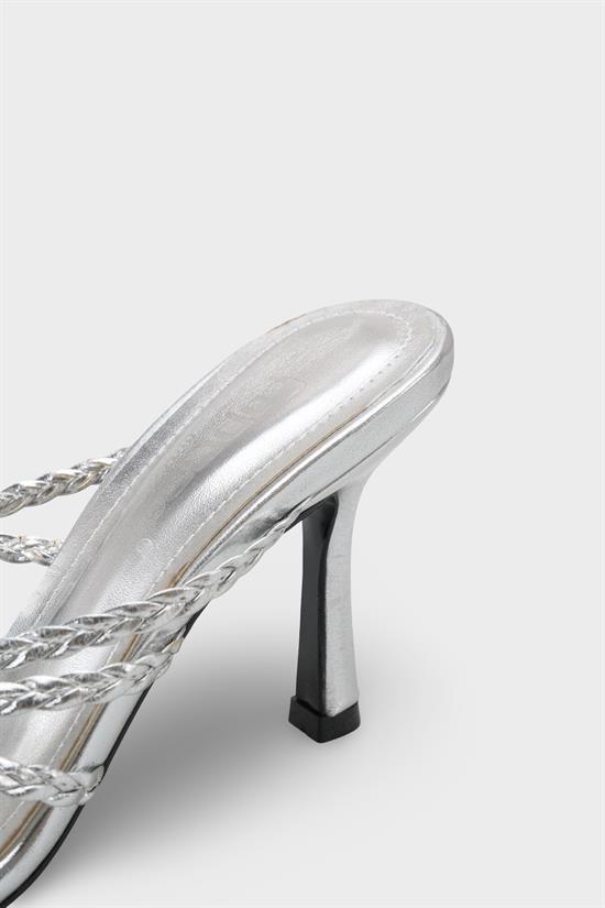 Capone Lacie Woven Mid Heel Elegant Women Silver Sandal image 5