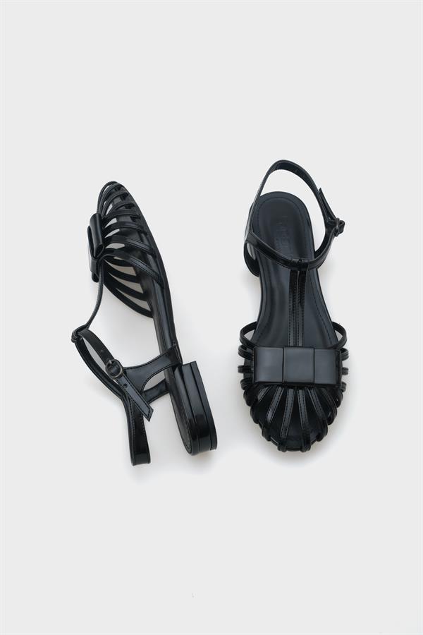 Capone Amara Lattice Braided Women Patent Black Ballerinas image 6