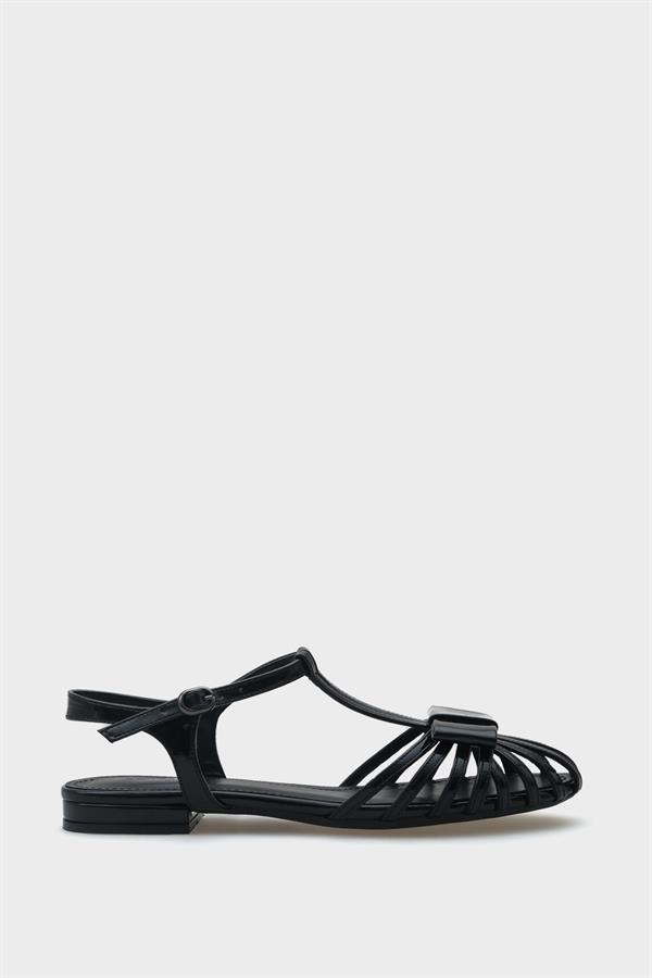 Capone Amara Lattice Braided Women Patent Black Ballerinas image 2