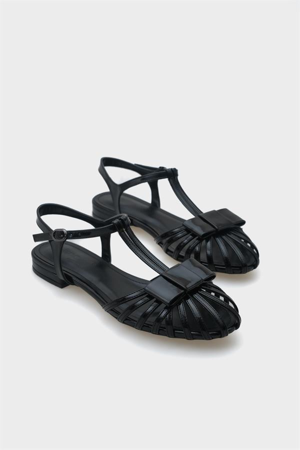 Capone Amara Lattice Braided Women Patent Black Ballerinas image 4