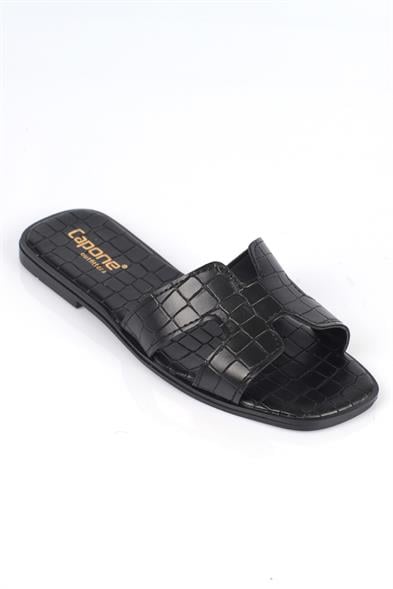 Capone Lauren Women Black Slide Flat Sandals