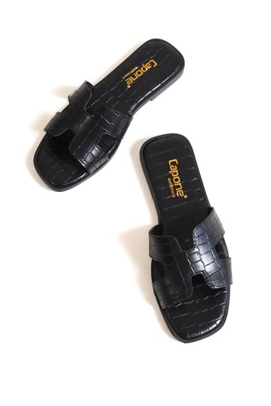 Capone Lauren Women Black Slide Flat Sandals image 2
