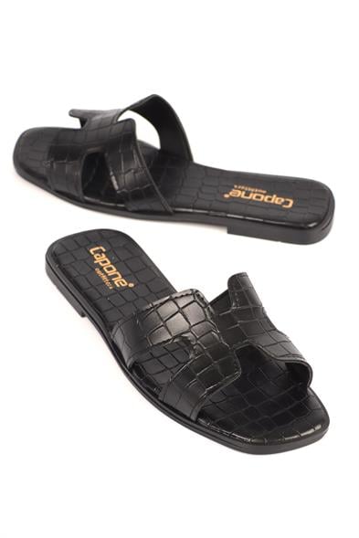 Capone Lauren Women Black Slide Flat Sandals image 5