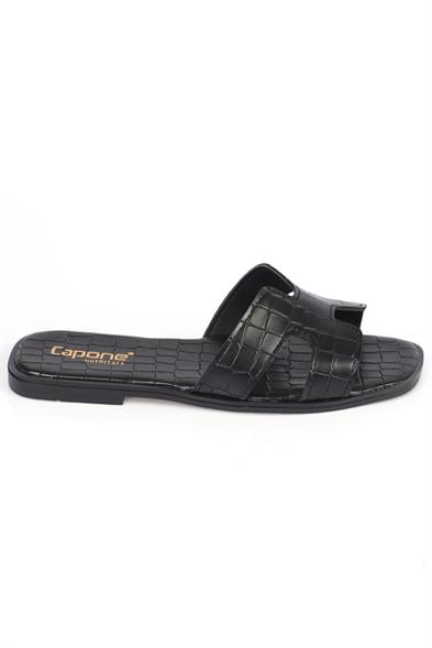 Capone Lauren Women Black Slide Flat Sandals image 4
