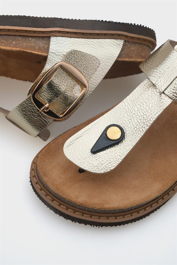 Capone Nina Leather Thong Women Gold Sandals image 2