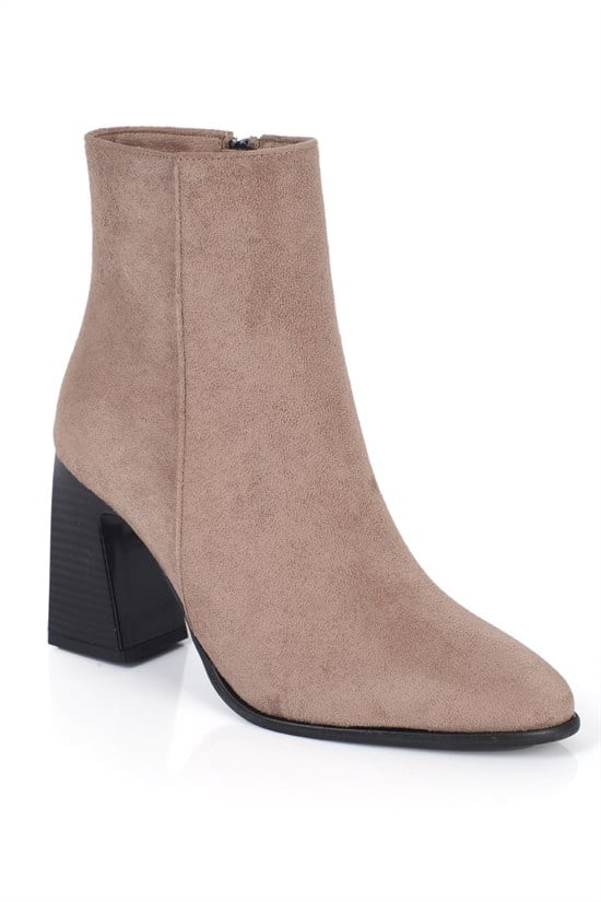 Capone Lenka Stretch Side Zip Pointed Toe Heeled Women Mink Ankle Boot