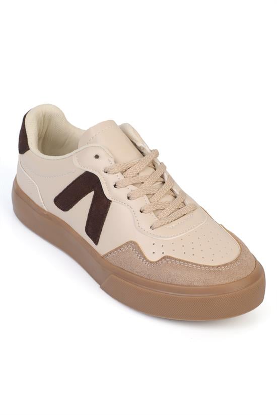 Capone Lianna V Detail Lace-Up Casual Sport Women Beige Brown Sneaker