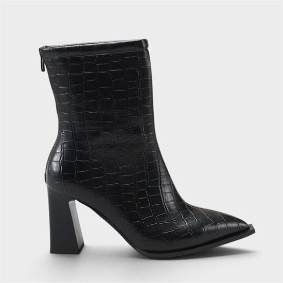 Capone Lizzie Pointed Toe Block Heel Back Zip Elegant Women Black Ankle Boot image 2