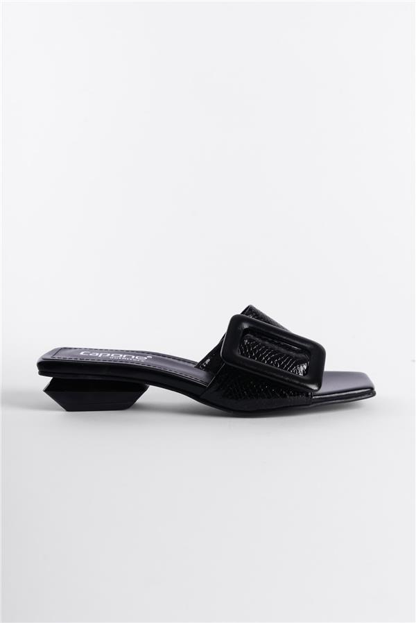 Capone Low Heel Buckle Accessory Patent Leather Croco Woman Sandals image 3