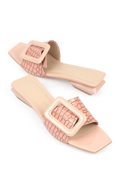 Capone Low Heel Buckle Accessory Patent Leather Croco Woman Sandals image 6