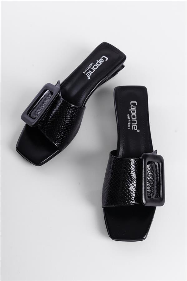 Capone Low Heel Buckle Accessory Patent Leather Croco Woman Sandals image 5