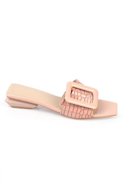 Capone Low Heel Buckle Accessory Patent Leather Croco Woman Sandals image 5