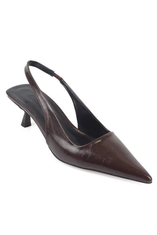 Capone  Lynett Pointed Toe Mid Heel Square Back Slingback Women Brown Shoe