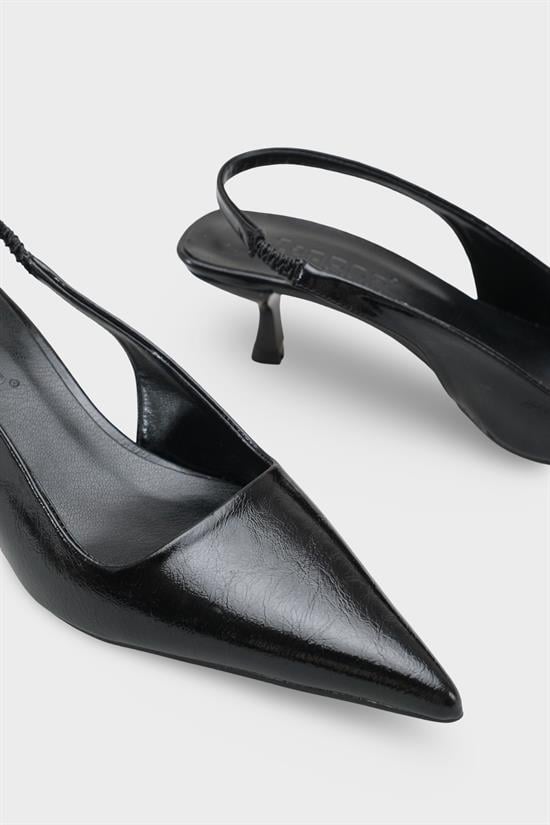 Capone  Lynett Pointed Toe Mid Heel Square Back Slingback Women Black Shoe image 4