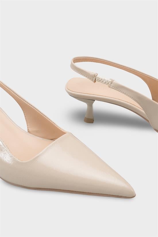 Capone  Lynett Pointed Toe Mid Heel Square Back Slingback Women Beige Shoe image 5
