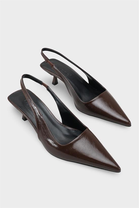 Capone  Lynett Pointed Toe Mid Heel Square Back Slingback Women Brown Shoe image 3