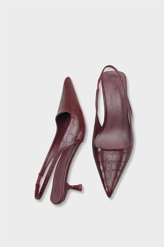 Capone  Lynett Pointed Toe Mid Heel Square Back Slingback Women Burgundy Shoe image 6