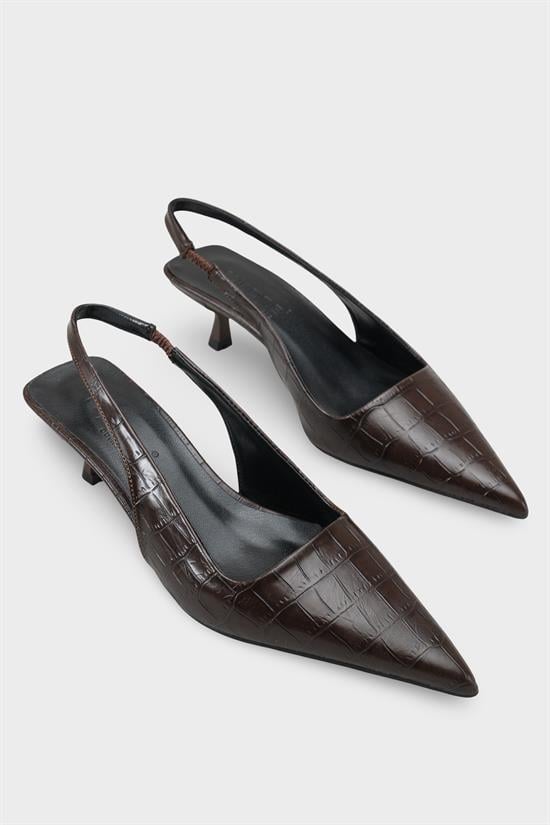 Capone  Lynett Pointed Toe Mid Heel Square Back Slingback Women Brown Shoe image 3