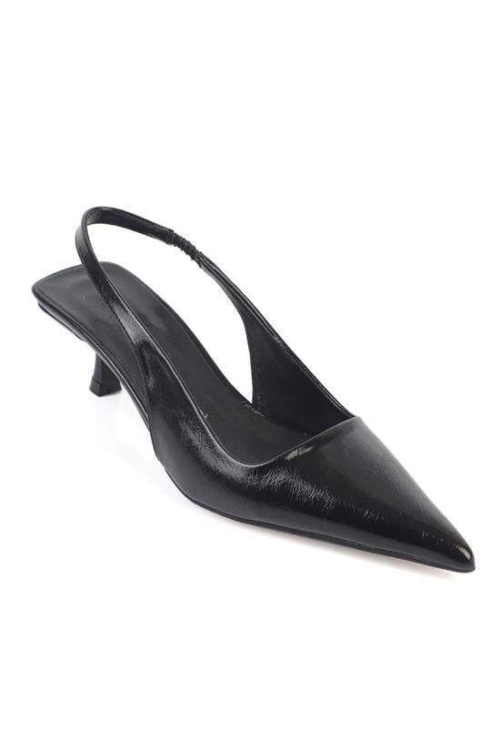 Capone  Lynett Pointed Toe Mid Heel Square Back Slingback Women Black Shoe
