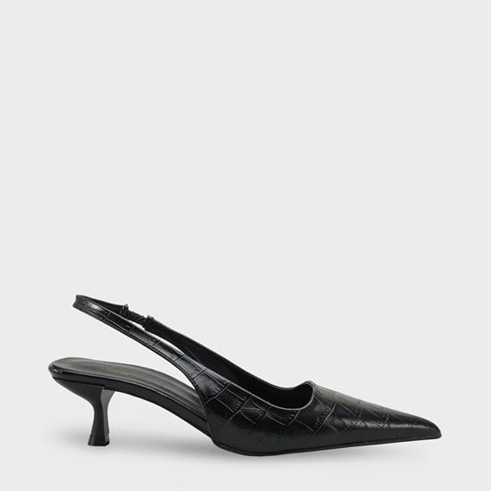 Capone  Lynett Pointed Toe Mid Heel Square Back Slingback Women Black Shoe image 2