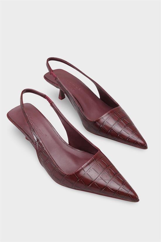 Capone  Lynett Pointed Toe Mid Heel Square Back Slingback Women Burgundy Shoe image 3