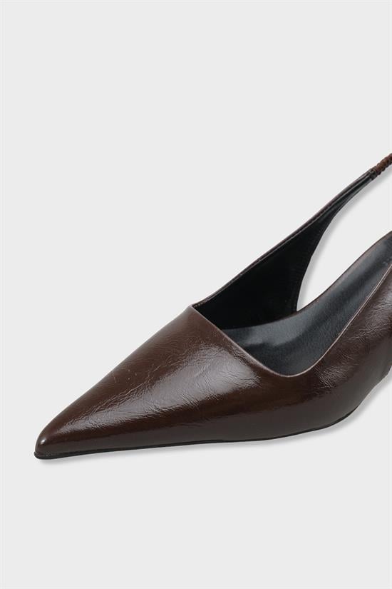Capone  Lynett Pointed Toe Mid Heel Square Back Slingback Women Brown Shoe image 4