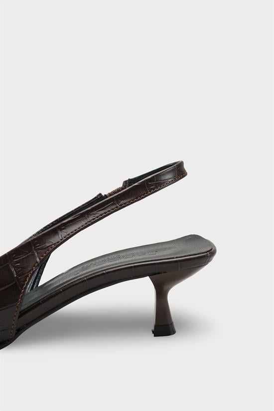 Capone  Lynett Pointed Toe Mid Heel Square Back Slingback Women Brown Shoe image 5