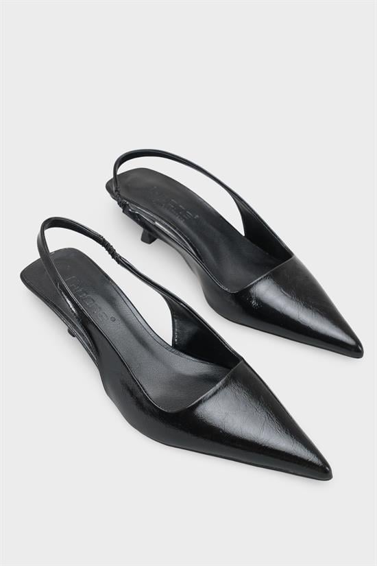 Capone  Lynett Pointed Toe Mid Heel Square Back Slingback Women Black Shoe image 3