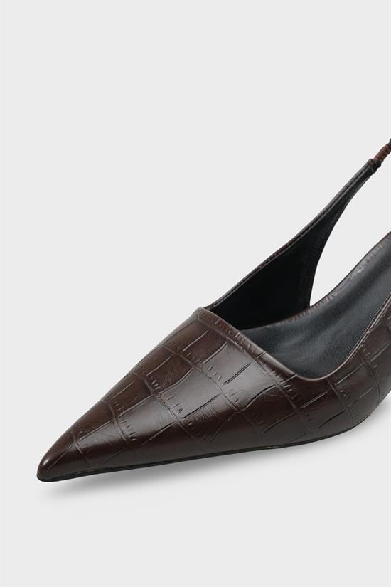 Capone  Lynett Pointed Toe Mid Heel Square Back Slingback Women Brown Shoe image 4