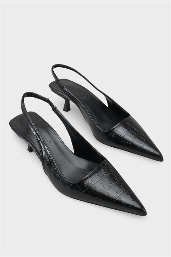 Capone  Lynett Pointed Toe Mid Heel Square Back Slingback Women Black Shoe image 3