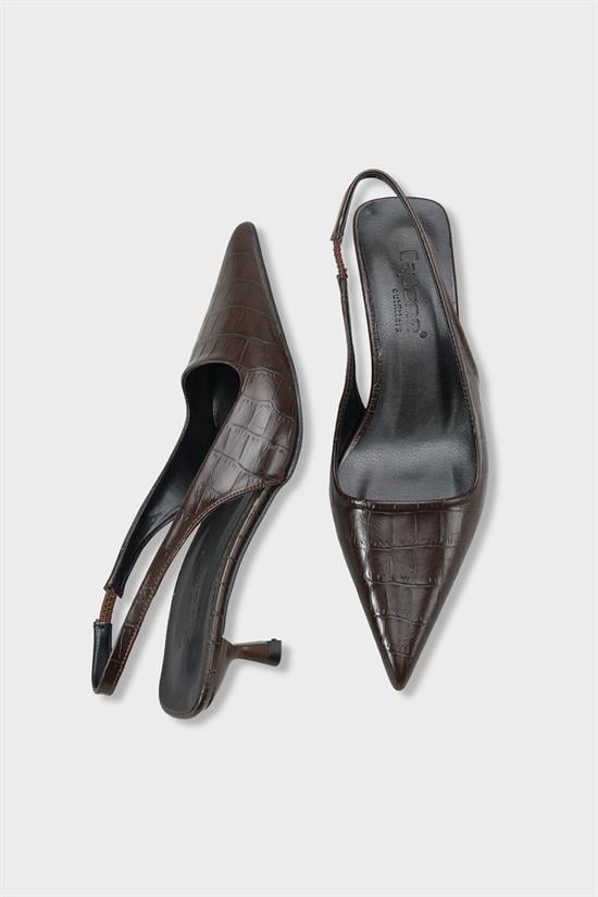 Capone  Lynett Pointed Toe Mid Heel Square Back Slingback Women Brown Shoe image 6