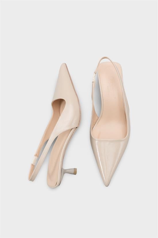 Capone  Lynett Pointed Toe Mid Heel Square Back Slingback Women Beige Shoe image 6