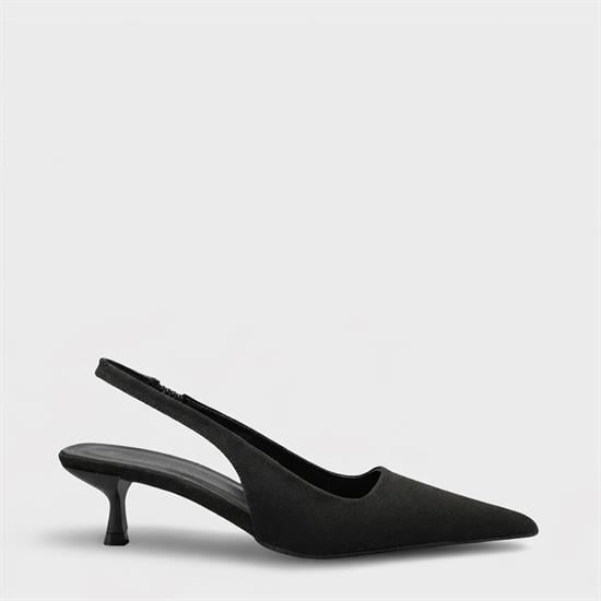 Capone  Lynett Pointed Toe Mid Heel Square Back Slingback Women Sued Black Shoe image 2