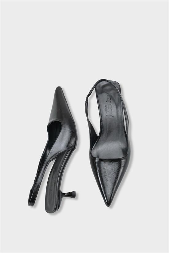 Capone  Lynett Pointed Toe Mid Heel Square Back Slingback Women Black Shoe image 6