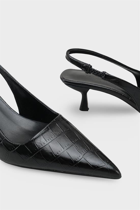 Capone  Lynett Pointed Toe Mid Heel Square Back Slingback Women Black Shoe image 5