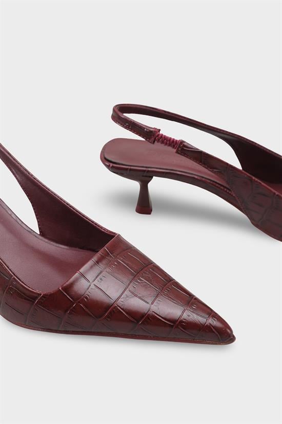 Capone  Lynett Pointed Toe Mid Heel Square Back Slingback Women Burgundy Shoe image 5