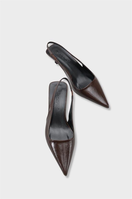 Capone  Lynett Pointed Toe Mid Heel Square Back Slingback Women Brown Shoe image 6