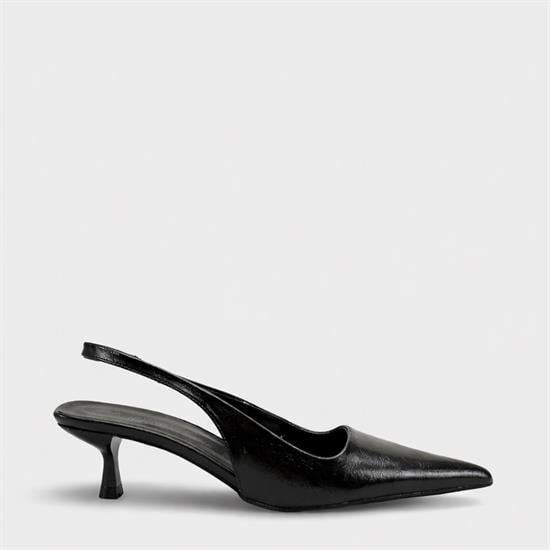 Capone  Lynett Pointed Toe Mid Heel Square Back Slingback Women Black Shoe image 2