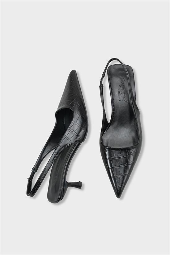 Capone  Lynett Pointed Toe Mid Heel Square Back Slingback Women Black Shoe image 6