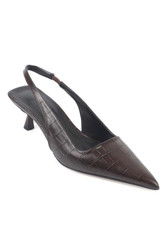 Capone  Lynett Pointed Toe Mid Heel Square Back Slingback Women Brown Shoe